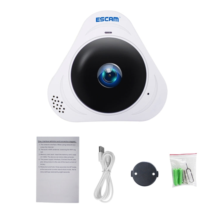 ESCAM Q8 960P 360 Degrees Fisheye Lens 1.3MP WiFi IP Camera, Support Motion Detection / Night Vision, IR Distance: 5-10m, AU Plug, Q8 AU Plug, Q8 EU Plug, Q8 UK Plug, Q8 US Plug ESCAM Q8 960P 360 Degrees Fisheye Lens 1.3MP WiFi IP Camera, Support Motion Detection / Night Vision, IR Distance: 5-10m, AU Plug, Q8 AU Plug, Q8 EU Plug, Q8 UK Plug, Q8 US Plug